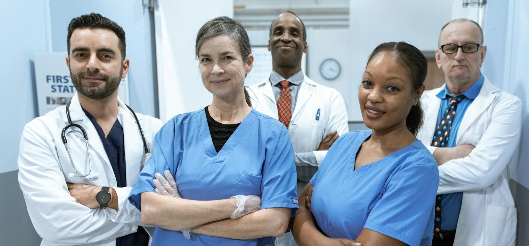 Group of healthcare staff standing together.